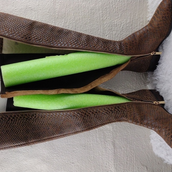 MICHAEL Michael Kors Brown Snakeskin Suede Leather Side Zipper Tall Riding Boot - Picture 5 of 16